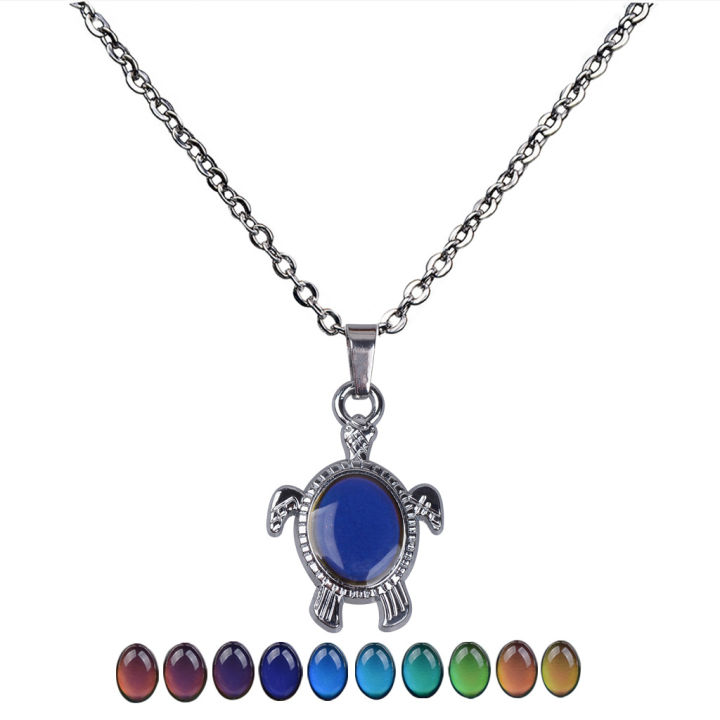 【Solo Yolo】Cute Small Sea Turtle Temperature-Sensitive Mood-Changing Necklace Stainless Steel Necklace Engraving Is Possible Engraving Manufacturer