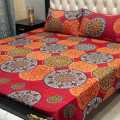 High Quality Fine Soft Cotton Unique Designed Bedsheet 3 Piece Set Double Bed Printed 3D Crystal Cotton King Size Bedsheet. 
