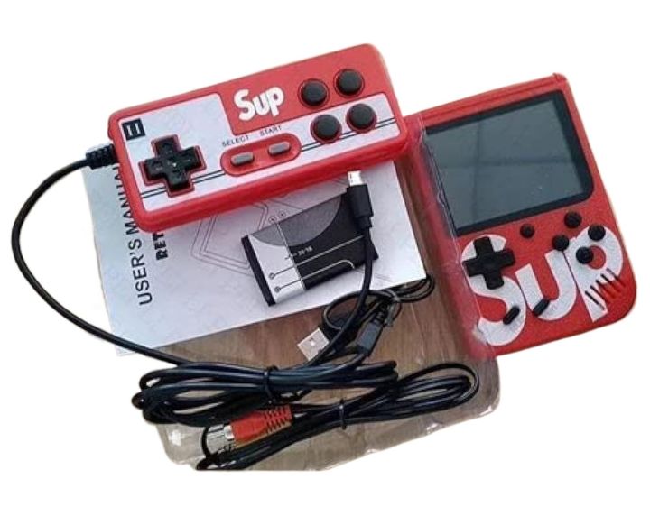 Sup 400 in 1 Double Player Retro Gaming Console Classic USB Charging Game Box - Super Handheld Retro Classic Game Console With Color LCD Display, Rechargeable Battery Built In Games Like - Mario/ Contra/ Tetris/ Pinball And Many More