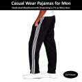 Casual Trousers for Men Pajamas For Gym Exercise with 2 Side Pockets and Elasticated Waist Band in Black. 