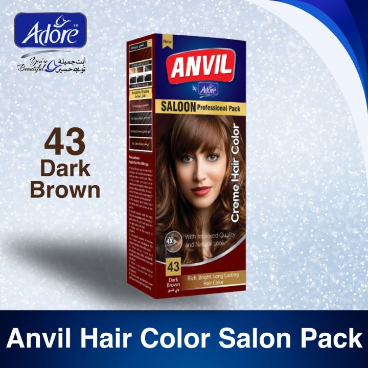 Anvil Saloon Pack Professional 43 Dark Brown (Creme Hair Color) by Adore