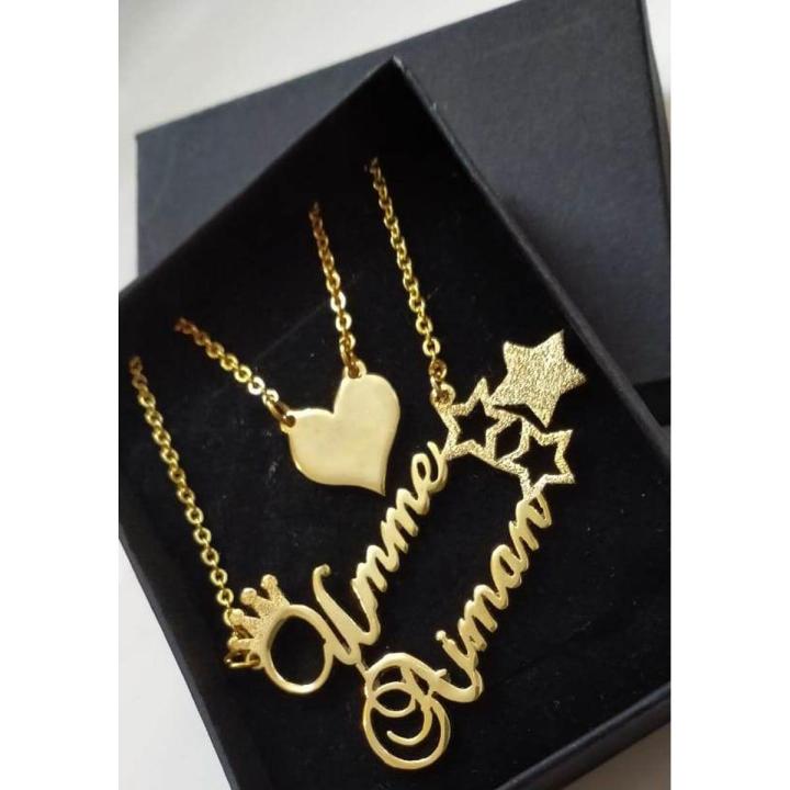 MirzaJee Simple Name Necklace Any Name Necklace 24K Gold Plated