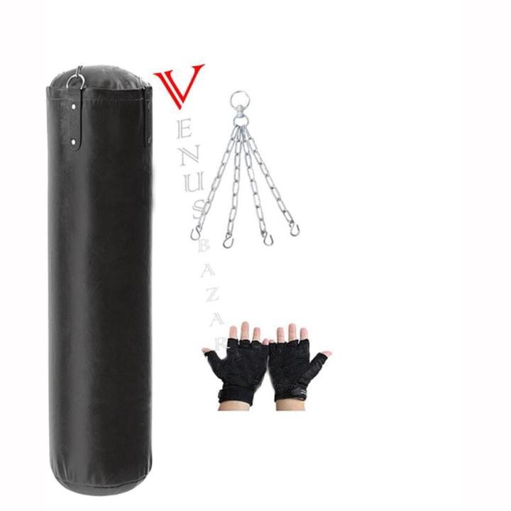 Pack of 3 3Ft High Quality Brand Boxing Bag Punching Bag 2 Hand Gloves Steel Chain