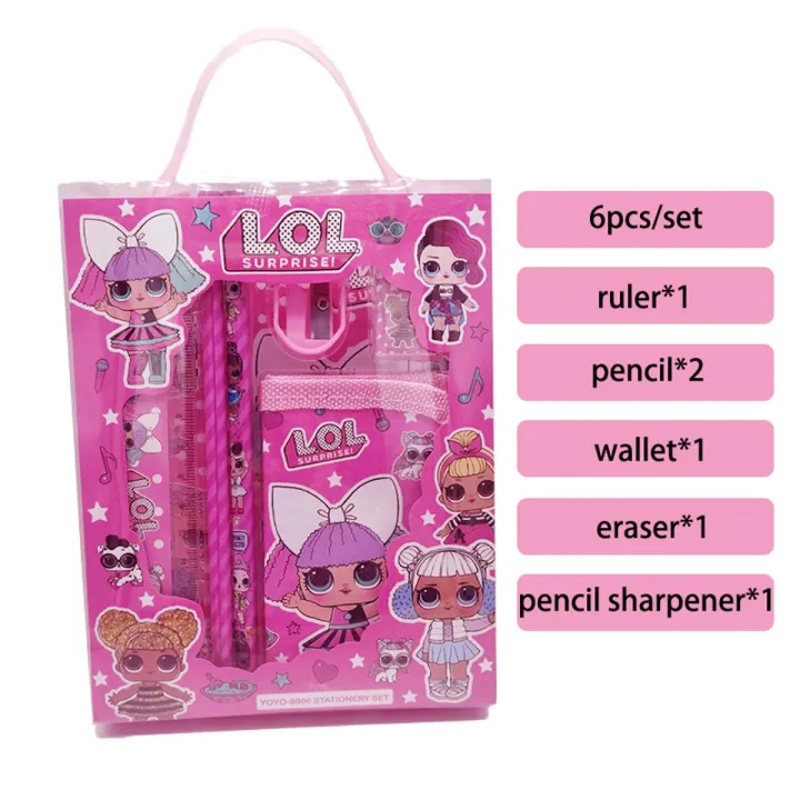 LOL Surprise Dolls Children Cartoon Stationery Set Gift Box School Supplies for Children Student Stationery Gifts
