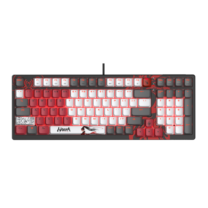 Bloody S98 Naraka BLMS Mechanical RGB Gaming Keyboard - Naraka Bladepoint Official Game Branding - RGB Backlit - Quiet Typing - For PC, Laptop, PS5 - Red Switch