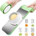 5-in-1 Multifunction Vegetable Cutter & Slicer – Stainless Steel Blades with Collection Basin | Manual Onion, Potato, Tomato, Garlic & Carrot Chopper | Kitchen Gadget with Hand Protector. 