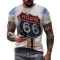 2023 Summer Fashion Personality Streetwear Route 66 3D Print Pattern T-shirt Oversized Tops Men Casual Tees. 