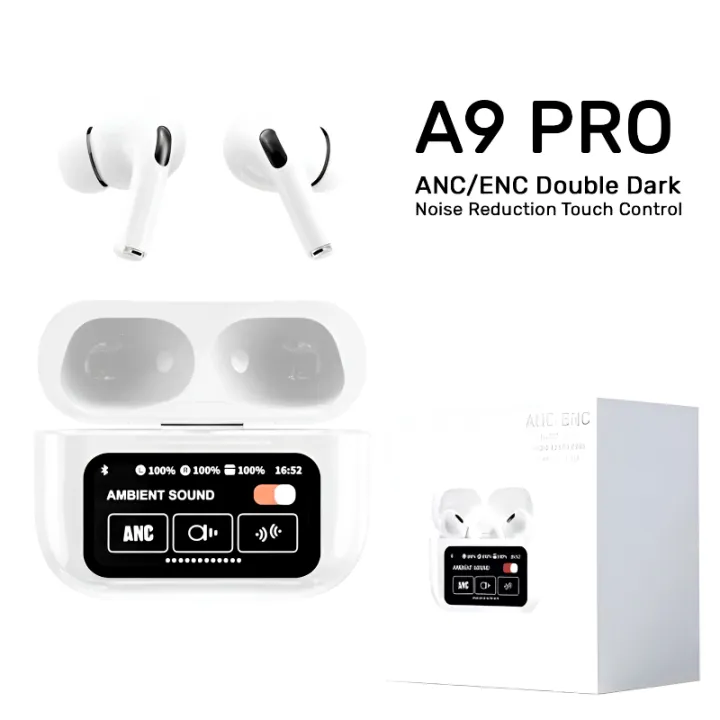 AIRPODS%20A9%20PRO%20/%20V20%20Pro%20Touch%20Screen%20ANC/ENC%20Noise%20Reduction,%20Touch%20Control%20Wireless%20Headset%20TWS%20Noise%20Cancelling%20Earbud%20Bluetooth%205.4%20Wireless%20Earbuds%20-%20Image%205