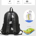 PU Leather College Bag for Girls & Laptop Backpack - Black & Coffee, 17-inch Compatibility. 