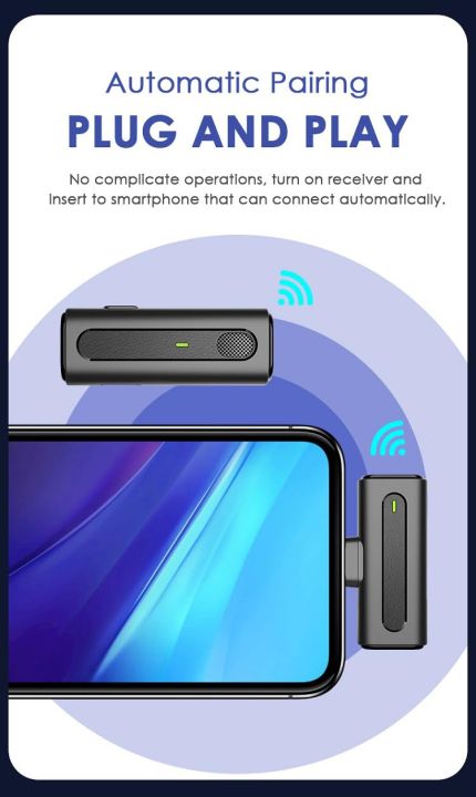 M9 Wireless Lavalier Microphone Plug-Play Noise Reduction Auto-Sync Wireless Lavalier Microphone Noise Cancellation Clear Radio Ultra-Long Life Live Vlog YouTube TikTok for iPhone/iPad Type-C Android Phone Youtuber Live Mini Mic