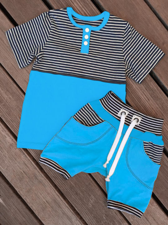 Kids Black Printed T-Shirt & Shorts Summer Co-ord Set