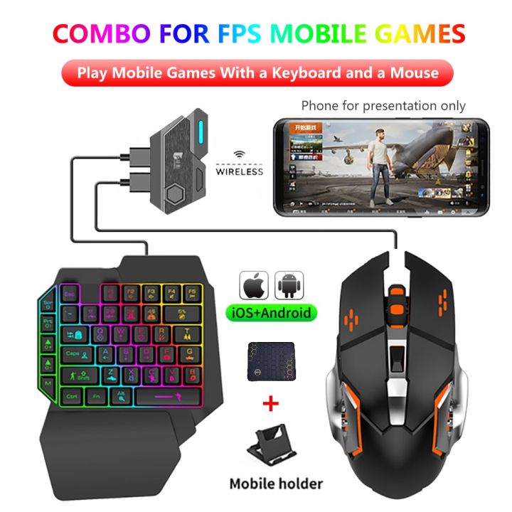 5 In 1 Combo Gaming Keyboard And Mouse Wireless Bluetooth For PC/Smartphone PUBG Mobile Game Accessories