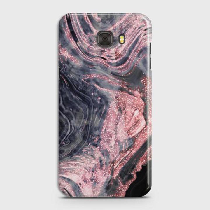 Samsung C7 Pro Cover - SkinLee HQ Hard Case - Liquid Glitter Rose Gold Mesh - SKINLEE-162-1-230-41