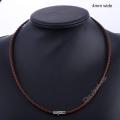 Thin Brown Black Braided Cord Rope Man Made Leather Necklace for Men Chocker Silver Color Stainless Steel Clasp 4/6/8mm LUNM09. 