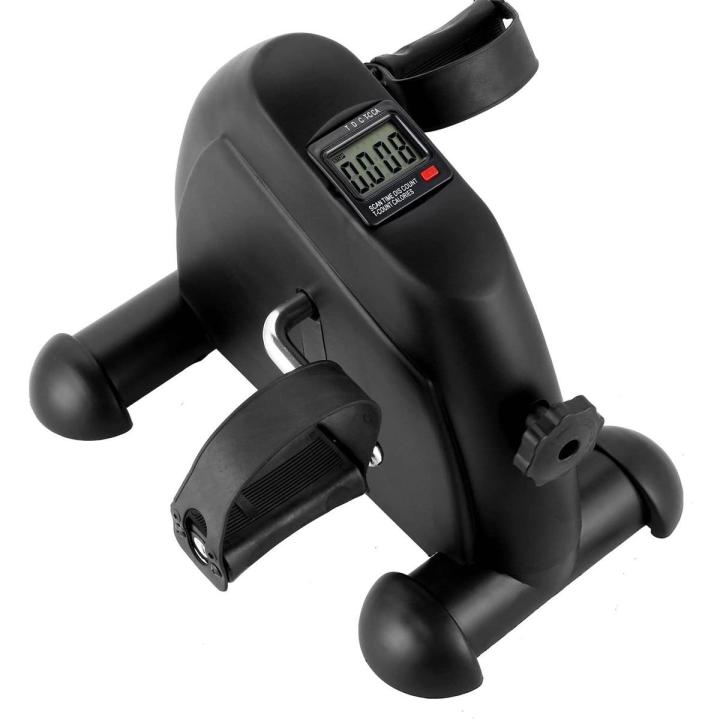 Mini Exercise Bike, Under Desk Bike Pedal Exerciser Portable Foot Cycle Arm & Leg Peddler Machine with LCD Screen Displays, Mini Pedal Exerciser Stationary Bike with Digital Monitor, Step Tracker and Adjustable Tension Knob