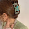 Spring Green Butterfly Hair Clip Grab for Women Square Cross Shark Hair Claw Elegant Sweet Large Hair Claw Sweet Girls Shark Clips Accessories. 
