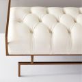 Contemporary Entryway Shoe Bench, End of Bed Lounge Living Room Footstool, Upholstered Accent Bench with Metal Base, Modern Tufted Bench-White. 
