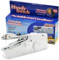 White Mini Portable Handy Sewing/Stitch Machine - Handheld Electric Stitch Tool for Home & Travel Use - Ideal for Kids & Adults Clothing, Fabric Needlework - Battery-Powered (4 AA Not Included). 