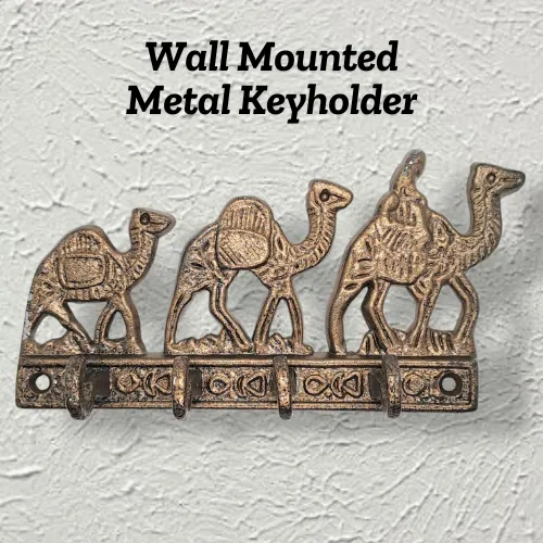 Metal Wall Mounted Key Holder – Decorative Design with 4 Hooks, Durable ...
