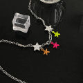 Colorful five-pointed star stitching starfish necklace women's light luxury y2k babes pendant niche design sense sweet cool clavicle chain. 