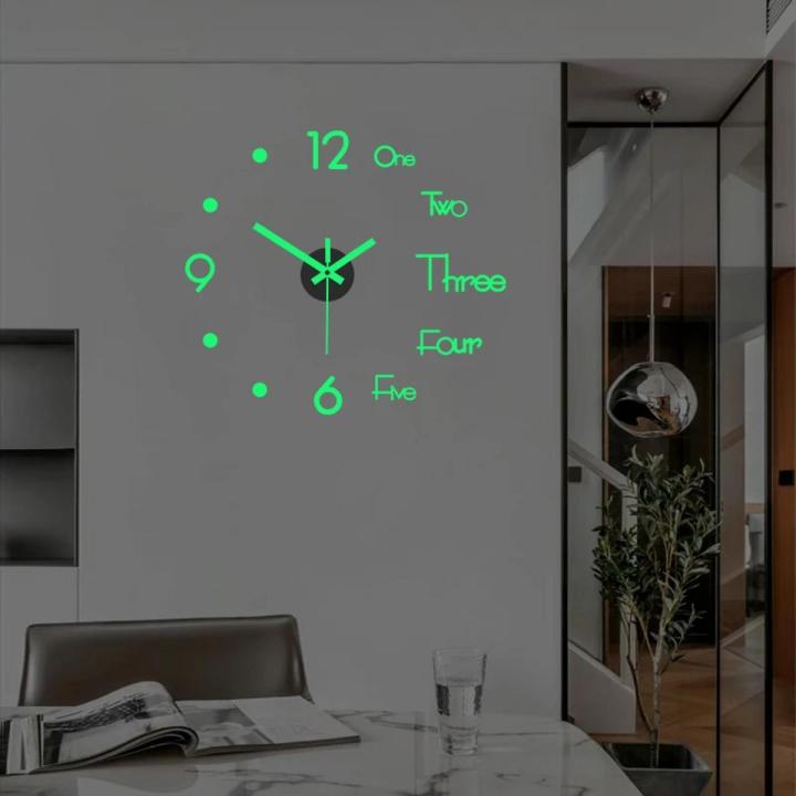 3D Luminous Wall Clock Frameless DIY Mute Mini Digital Clocks Wall Stickers Self Adhesive for Home Living Room Office Wall Decor