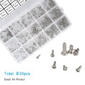 800 Pc Tiny Screws for Electronics, Small Mini Pan Head Machine Screws Kit for Eyeglasses Watches Clocks Repair Replacement. 