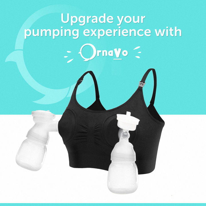 Ornavo 2 In1 Breast Pump Bra & Nursing Bra, soft and cozy Breast Pumping Bra For Effortless hands free pumping, Maternity Breastfeeding Bra With Extender, Works With All Types Of Breast Pumps, for both pre and post partum