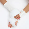 Knitted Women gloves Elasticity Plush Furry Half fingers mittens Fashion gloves for Outdoor Girls Women. 