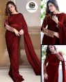 Ladies Sequence Embroidery Blouse with Petticoat and Pearls Attached Saree. 