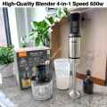 New Hand Blender Set 5-in-1 and 4-in-1 Multifunctional Heavy-Duty 800w Powerful Copper Motor, Coffee Beater & Double Speed Stainless Steel Immersion Blender -Egg beater and Milk Frother -Meat Chopper 600ml -Juicer Machine -Electric Grinder -Food Processor. 