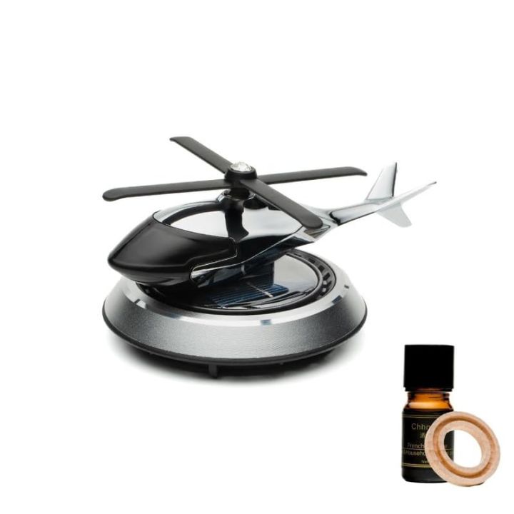 New Design Multicolor Car Aroma Diffuser Air Freshener Solar Power Car Dashboard Helicopter Perfume Blue Color