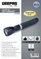 Original Geepas Rechargeable LED Flashlight 287mm- Hyper Bright White with 4-5 Hours Working & 2500mAh Battery | Ideal for Patrolling, Trekking, Emergency Power Cut ( 2 Years Warranty ). 