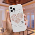 【Solo Yolo】Luxury popular planes world map travel Silicone Case for iPhone 11 12 13 14 Pro Max 13mini 13Promax cute candy matte soft cover. 