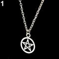Women Men Round Hollow Star Pentagram Pendant Necklace Xmas Gift Cool Jewelry. 