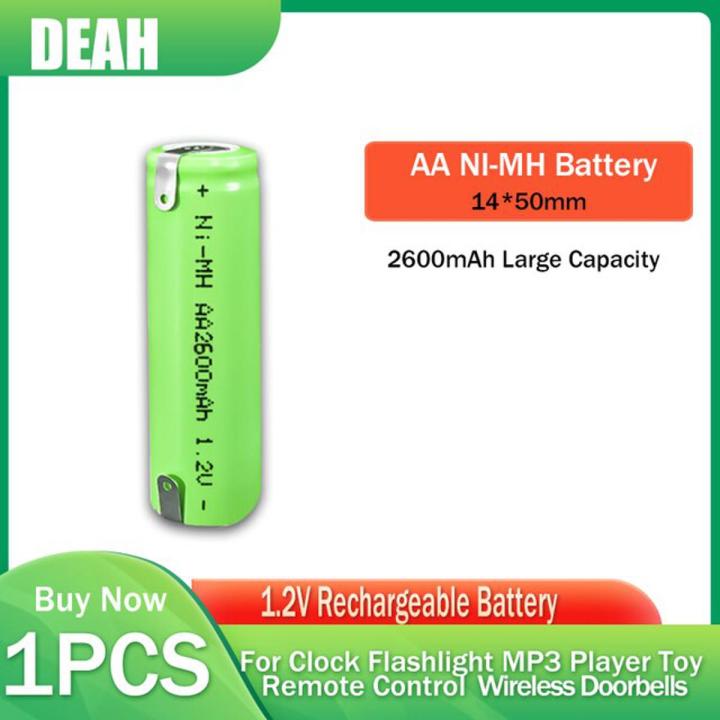 1-2pcs 1.2V 2600mah AA Ni-Mh Rechargeable Battery With Welding Tabs For Philips Electric Shaver Razor Toothbrush 2A Batteries