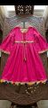 Girls Pink Frock with Golden Trouser - Traditional Mirror Work Short Frock Suit for Women & Girls - Festival & Party Wear Fancy Dress. 