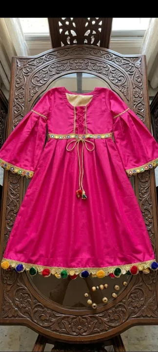 Girls%20Pink%20Frock%20with%20Golden%20Trouser%20-%20Traditional%20Mirror%20Work%20Short%20Frock%20Suit%20for%20Women%20&%20Girls%20-%20Festival%20&%20Party%20Wear%20Fancy%20Dress%20-%20Image%203