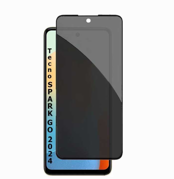 Tecno Spark Go 2024 Privacy Screen Protector Full Coverage Tempered Glass Film 9H Hardness Upgrade Edge Protection