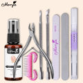 Monja 8Pcs Nail Cuticle Remover Kit Nail File Buffer Cuticle Softener Pusher Scissors Nutriotion Oil Nail Repair Manicure Tools. 
