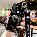 Maitus for Itel Vision 3 / Itel S17 Back Cover with Wristband + Lanyard Luxury 6D Plating Maple Leaf Shiny Bling Cases Soft Silicone Square Bumper Mobile Phone Case for Boy Girls. 