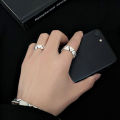 Retro Adjustable Opening Mori Heart Shaped Rock Texture Ring for Woman and Man. 