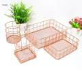 Wire Storage Basket Bin Organizer Holder for Kithen Bathroom Rose Gold Round. 