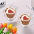 250ml Creative Heart Shape Design Double Layer Heart Cup with Handle Milk Cup Tea and Coffee Mugs for Lovers Coffee Afternoon Tea. 