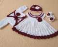 BABY GIRLS CLOTHES SET / CROCHET WOOLEN DRESS. 