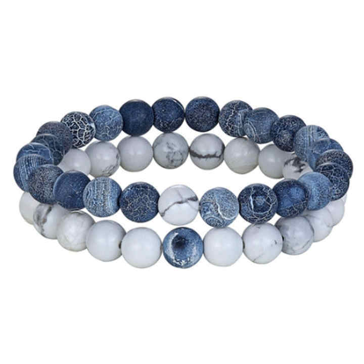 2023 Design Trendy Jewelry Couple Black Yoga Beaded Bracelets Natural Stone Bracelet Set
