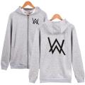 New Grey Alan Walker Front and Back Printed Hoodie Zipper For Girls and Women. 