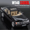 1:24 Scale Mercedes-Benz W140 320SEL Alloy Diecast Car Metal Model Sound Light Model Car Children's Toys Collection Gifts. 