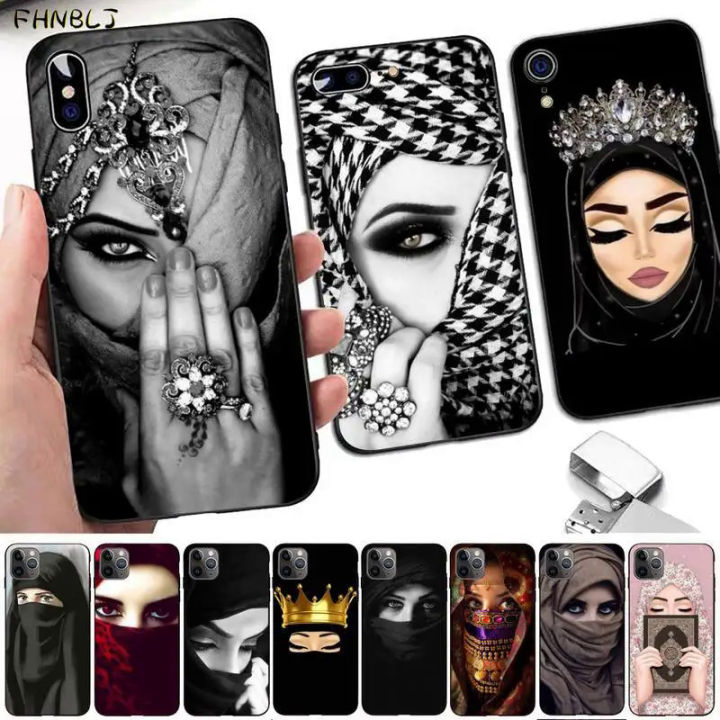 【Breakfast Daieu】Muslim Islamic Arabic Hijab Face Gril Eyes Koran Coque Phone Case for iphone 13 8 7 6 6S Plus X 5 5S SE 2020 XR 11pro XS MAX