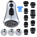 Kitchen Faucet Head Replacement Parts Accessories , 3-Mode (Blade Spray) Pull Down Kitchen Sink Faucet Sprayer Head with 9 Adapters. 