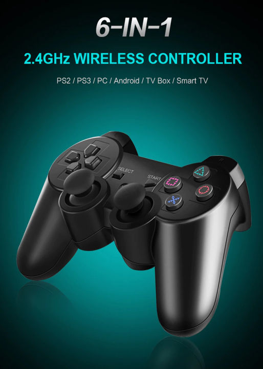 2.4GHz Wireless Game Controller 6 in 1 Joystick Gamepad Compatible for PS1/PS2/PS3/PC/TV/Android